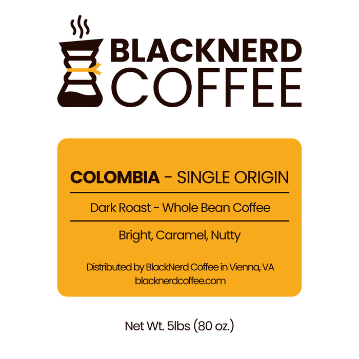 Colombia - Single Origin - Dark Roast - Whole Bean Coffee (5lb Bulk)